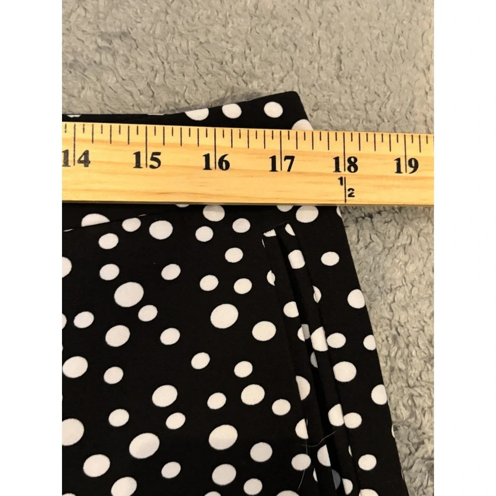 Adrianna Papell Pants Womens 12 Black White Polka Dot Slim Ankle Trousers